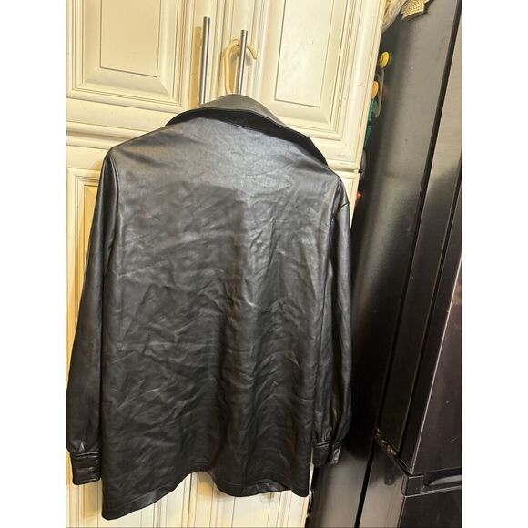 Truth by Republic Men's Collared Button Front Leather Jacket Black Size XS - Picture 6 of 8